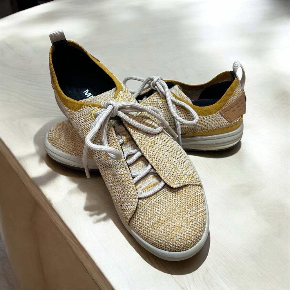 Merrell Gridway Moccasin Textile Knit Vibram Sneaker Gold Womens Size 6